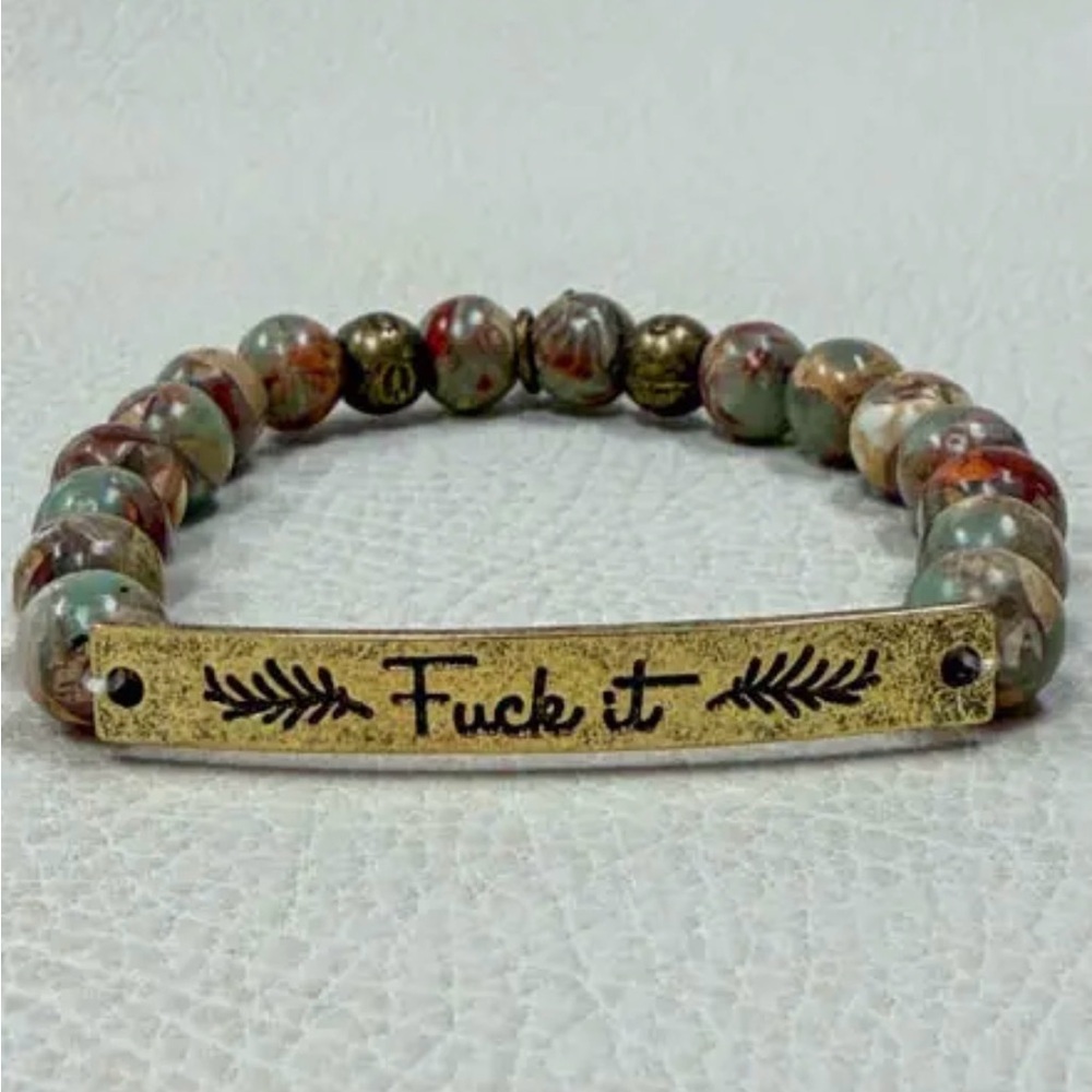 F It! Sassy semiprecious stone bracelet bronze
